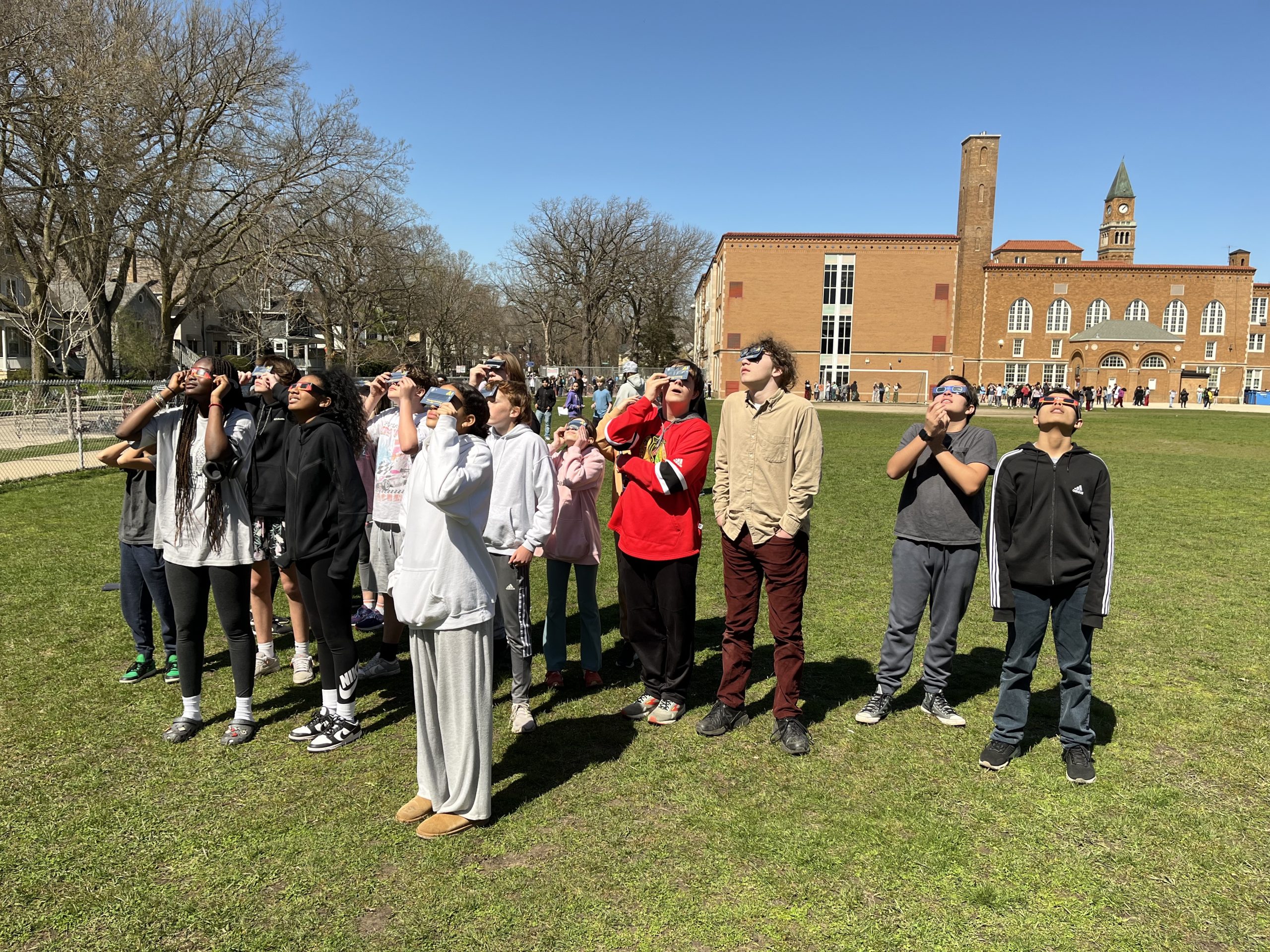Eighth grade science students at Nichols witness solar eclipse